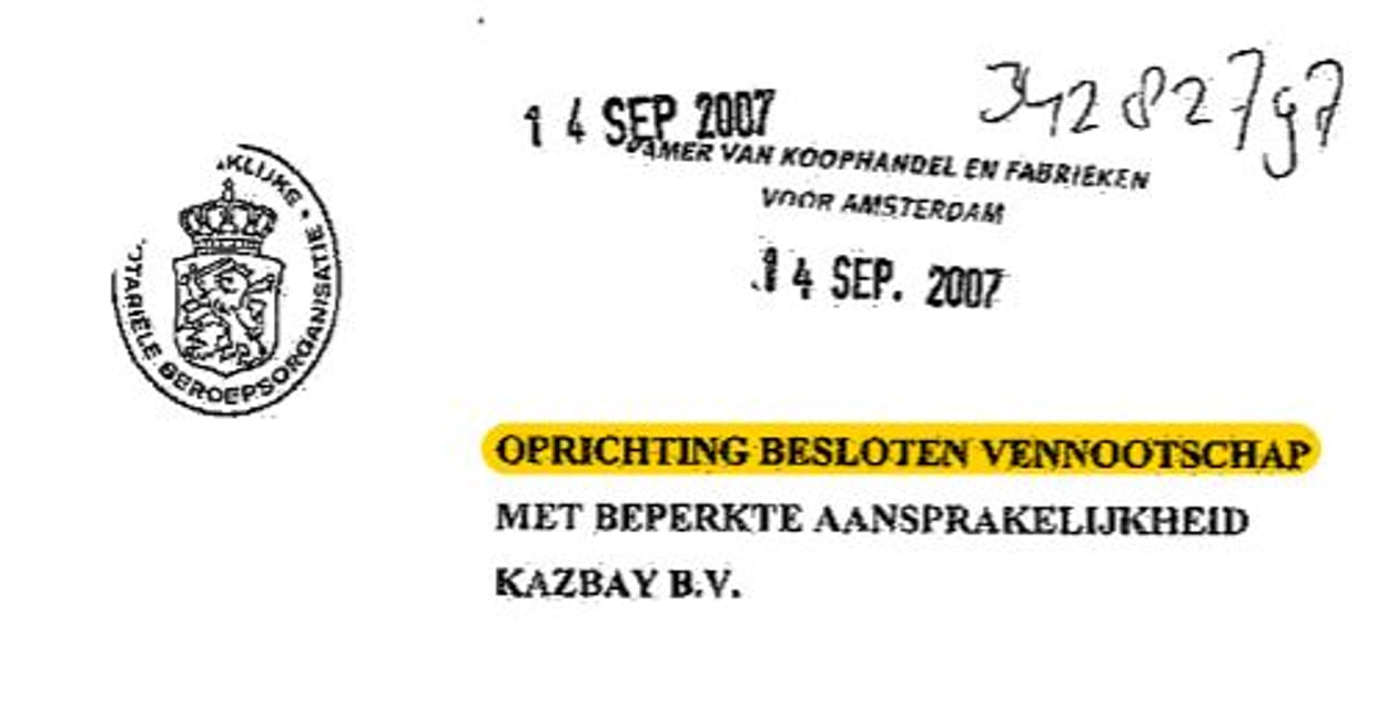 Oprichting bv kazbay